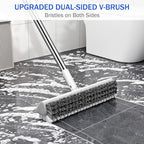 Grout Brush with Long Heavy Duty Handle, 180° Swivel Floor Scrub Brush, V-Shaped Grout Line Scrubber with Stiff Bristles, Cleaning Brush for Deep Cleaning Tile Grout, Shower, Kitchen, and Concrete - Image 5