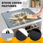 Stove Top Cover Retro Flower Gas Stove Top Cover for Home Decoration Kitchen Pad Non-Stick Washable Cooktop Covers Countertop Protector Keep Stove Clean 28"x20" (lotus) - Image 2
