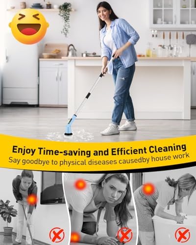 Electric Spin Scrubber for Bathroom, Shower Scrubber with Long Handle - Image 2
