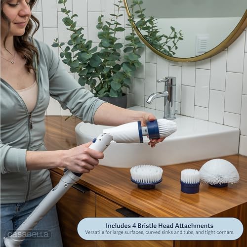 Casabella Power Spin Scrubber, Extendable to 47.5” – Cordless Electric Cleaner for Shower, Kitchen, Bathroom, Tile, Tub, Car, Deck - Rechargeable Spin Brush with Adjustable Brush Head & 4 Attachments - Image 5