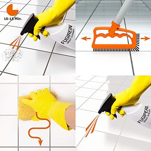 FUGINATOR® Grout Brush Orange/Gray - Ergonomic Heavy Duty Cleaning Brush for Bathroom, Shower & Kitchen - Deep Detail Scrubber for Wall & Floor Tiles, Crevices & Tight Spaces - Made in Germany - Image 6