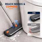 Floor Scrub Brush with Long Handle, 3-in-1 with Squeegee & Stiff Bristles - Image 4
