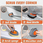 Eazer 4-in-1 Long-Handled Tub Scrubber-Versatile Bathroom Cleaning Brush with Shower Scrubber-Ideal Shower Cleaner Brush for Efficient Cleaning-Long Handle Scrub Brush for Shower, Tub, and Bathroom - Image 3