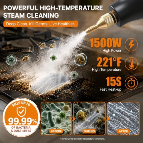 Handheld Steam Cleaner 1500W, 6-Level Adjustable - Image 4