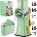 Rotary Cheese Grater Manual Hand Crank 5 Blade Shredder, Sea Foam & Gold by ZulayKitchen