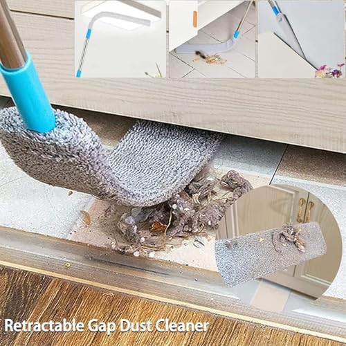 Retractable Gap Dust Cleaning Artifact, Flat Duster, with 2 Microfiber Dusting Cloths Long Handle (4 Replace Cloth) - Image 5