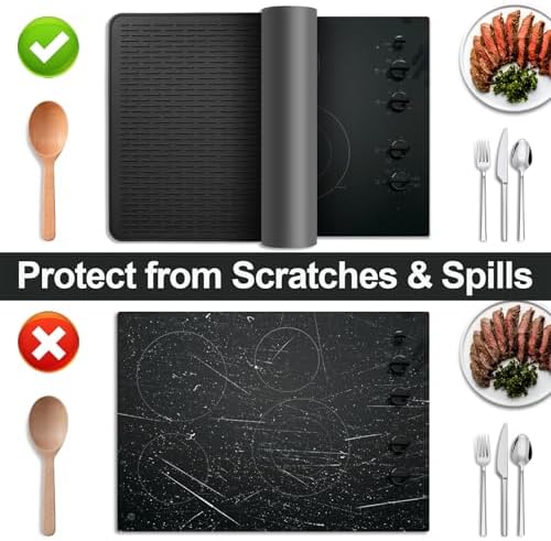 Stove Top Cover for Electric Stove- Range Covers for Electric Stove,Silicone XXL Dish Drying Mat, Glass Cooktop Covers, Flat RV Range top Mats (Black, 30"x21") - Image 4