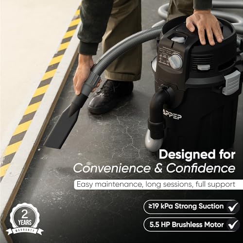 Dapper Supply 6 Gallon Wall Mount Wet/Dry Vacuum, 5.5 Peak HP, 30 Ft Hose, Vacuum & Blower, Includes Attachments for Garage, Car, Workshop & Jobsite - Image 5