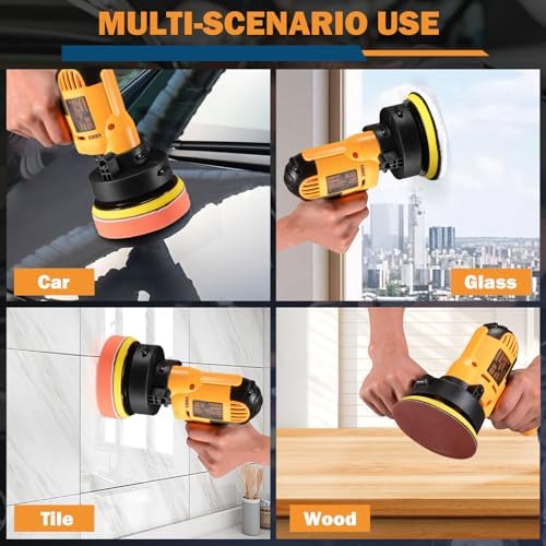CJC Buffer Polisher - 110V 600W Variable Speed Machine - Random Orbital Buffer for Floor, Car, Furniture, Metal Waxing and Polishing With Professional Buffing Kit(16pcs) - Image 6