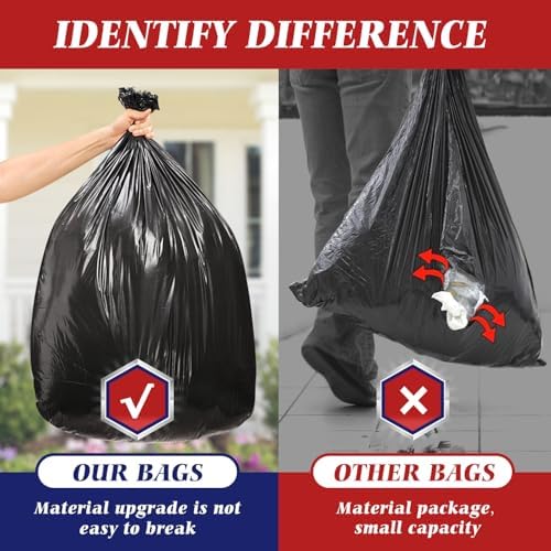 Teivio Large Black Trash Bags 30-33 Gallon 300 Count 30+ Gal Garbage Bags - Image 6