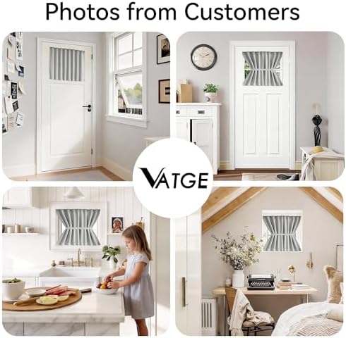 Vatge Small Door Window Curtains - Blackout Privacy French Door Panel for French/Classroom Doors, 1 Panel, W25 x L20, Silver Grey - Image 5