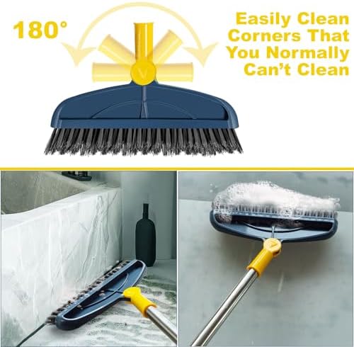 Long Handle Grout Cleaning Brush with for Tile Floors, Tapered Bristles Grouting Line Brush, 2 in 1 Scrub with Scraper - Image 4