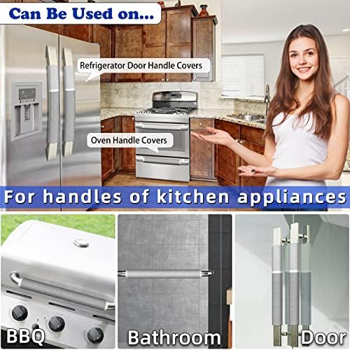MRKG Refrigerator Door Handle Covers, 4 Pieces, Washable Without Fading or Cracking, Keep Your Kitchen Appliance Clean from Smudges, Drips, Food Stains, Oil. (Gray) - Image 3