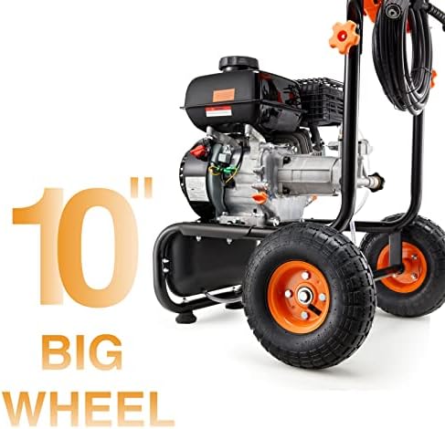 3500PSI Gas Pressure Washer, 2.3GPM Gas Powered High Pressure Washer with 212CC Engine, 4 Adjustable Nozzles, 25 ft High Pressure Hose for Cleaning Walls, Terraces, Vehicles, Gardens (Orange) - Image 6
