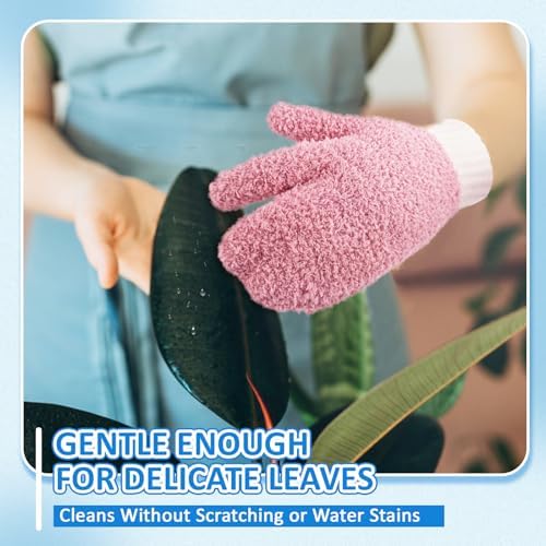 MIG4U Microfiber Dusting Gloves House Cleaning Glove for Blinds, Windows, Shutters, Furniture, and Car, Reusable Lint-Free Pink 2 Pairs S/M - Image 5