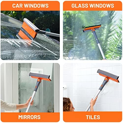 eazer Professional Window Squeegee, 2-in-1 Rotatable Squeegee for Window Cleaning Kit, Window Cleaner Tool, Window Washing Equipment Kit with Extension Pole for Shower/Windshield - 2 Head - Image 6