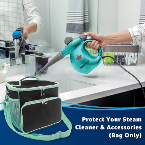 Carry Bag for Bissell SteamShot Steam 39N7V/39N7A Cleaner, Handheld Steam Cleaner attachments, Adjustable Compartments Large Storage Bag for bissell steamshot accessories, Bag Only (Black & Green) - Image 6