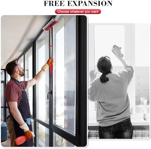 Professional Standard Window Squeegee,2-in-1 Window Cleaner Sponge and Soft Rubber Strip with Retractable Stainless Steel Handle(15.3"-23.6") for Gas Station, Glass,Shower,Outdoor Window Cleaning - Image 4