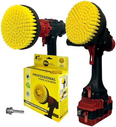 Premium Drill Brush Professional– 2in1 for Drill & Angle Grinder Medium-Soft 6 in Yellow | Scratch-Free Cleaning Brush for Tile, Grout, Bathtub, Shower, Fibreglass and Ceramic Surfaces by Kornelypowerscrubbers