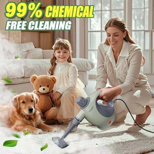 Multi-Surface Handheld Pressurized Steam Cleaner with 13 PCS Accessory ，Portable Steamer for Cleaning, Multipurpose Steam Cleaner for Home/Car/Bathroom/Grease/Upholstery/Floor/Grout and More (Green) - Image 5