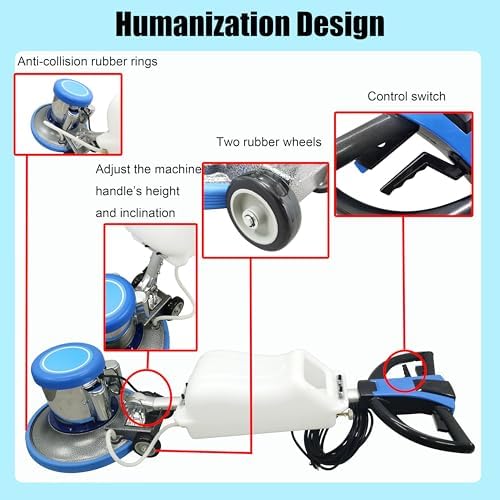 110V 17inches Commercial Industrial Floor Scrubber Buffer Heavy Duty Polisher Machine Polished Waxed Refurbished Tile Scrubber Cleaner Wood Marble Cement Pavement Epoxy Rubber - Image 4