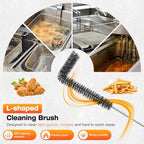 Fryer Cleaning Tools Set of 3, Stainless Steel Deep Fryer Basket Brush, Long Handle L-Shaped Crevice Cleaning Brush and Cleanout Rod Kit for Kitchen Restaurant, Electric Fryer Degreasing Scrubber Tool - Image 5