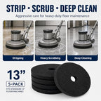 13 Inch Black Stripping Floor Pads, Extra Thick 2.3 cm, 5 Pack - Image 5