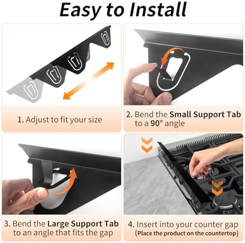 Stainless Steel Stove Gap Covers (2 Pack), Upgraded Version, Stove Gap Filler, Range Trim Kit for Kitchen Counter, Heat Resistant, Adjustable Length 13.8” to 27.5”, Width1.3” - Image 6
