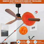 20+ Feet High Reach Dusting Kit, Cobweb Duster & Ceiling Fan Duster with 3-14 ft Extension Pole for Cleaning, Microfiber Feather Duster Cleaner for Cleaning Walls Bookshelves Furniture Door Window - Image 3