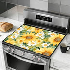Electric Stove Top Cover - Heat Resistant Floral Stove Cover & Stove Top Protector, Reusable, Easy to Clean, Stylish Home Upgrade. (Yellow Green Floral Print, 28"L x 20"W) by seewan