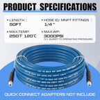 1 Pcs 1/4" X 75' Blue Carpet Cleaning Solution Hose, Regular - Image 3