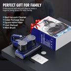 Mattress Vacuum Bed Vacuum Cleaner 16Kpa Suction 253.7nm UV-C Light, 140°F Heated Air, 30000 RPM Brushroll, Ultrasonic, HEPA Filter, Handheld Vacuums for Carpet/Sofa, 500W Corded, (Light Blue) - Image 6