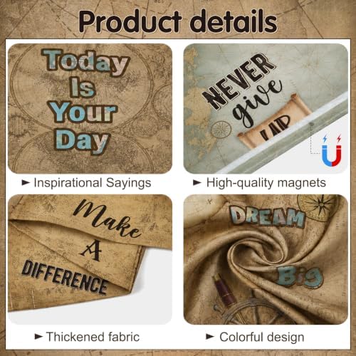 8Pcs Classroom Fluorescent Magnetic Light Covers,2x4 FT Vintage Travel Map - Image 3