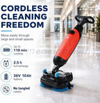 Cordless Floor Scrubber For Small Commercial Spaces,17In 140aw Walk-Behind Cleaning Machine W/360° Rotation Dual Brush/Squeegee Width 430mm-For Offices,Restaurants, Salons Retail Stores Grey - Image 4