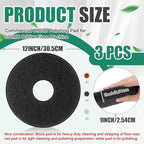 Teenyyou 3 Pcs 12" Cleaning Orbiter Pads Commercial Floor Buffer Pads Hardwood Floor Maintenance Scrubber Polisher Cleaning and Stripping for Orbiter Machine (Black,Red,White) - Image 2