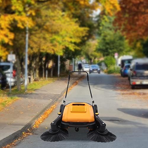 Walk-Behind Hand Push Sweeper with 5 Gears and Adjustable Broom 41.3in inch Sweeping with 14.5 Gallon Capacity Push Floor Sweeper Outdoor for Walkway and Yard - Image 2