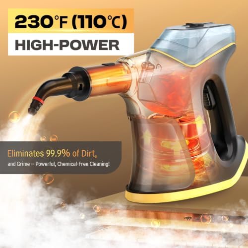 Steam Cleaner, 10s Fast Heating Handheld Steamer, 1300W High Pressure Steam Cleaner with Safety Lock, Continuous Refill Portable Steam Cleaner for Kitchen Bathroom Tile Grout Upholstery Car - Image 5