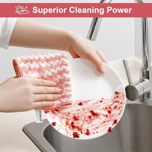 JOYMOOP Microfiber Cleaning Cloth, 18 Piece Set, Small, Pink - Image 2