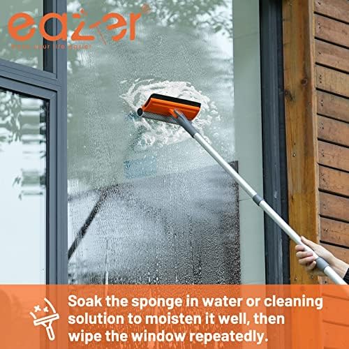 Eazer 46'' Professional Window Cleaner Tool, 2-in-1 Rotatable Squeegee for Window Cleaning Kit, Window Washing Equipment Kit with Threaded Extension Pole(20''-46'') for Shower/Windshield. - Image 4