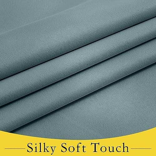 NICETOWN Greyish Blue Blackout French Door Curtain for Small Half Window - Image 6