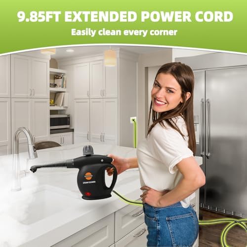 Handheld Steam Cleaner, Pressurized Multi-Surface Steam Shot with 13 Accessories, Safety Lock, Steamer for Cleaning Floor, Upholstery, Grout, Windows, Couch and Car (Black) - Image 2
