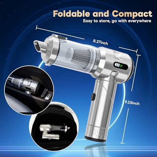 Sycoodeal Car Vacuum Cleaner,Mini Vacuum Portable Cordless,25000PA Powerful Strong Cyclonic Suction USB Rechargeable Foldable Handheld Vacuum with One-Touch Dust Removal for Car - Image 4
