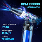 Mershgaya Electric Compressed Air Duster - 13,0000 RPM Rechargeable Cordless Turbo Blower, Portable Air Blower Gun for Cars, PC, Keyboard, Home & Outdoor Dust Cleaning (Replaces Compressed Air Cans) - Image 2