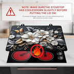 White flower Stove Top Cover Retro Flower Gas Stove Top Cover for Home Decoration Kitchen Pad Non-Stick Washable Cooktop Covers Countertop Protector Keep Stove Clean 28"x20" - Image 3