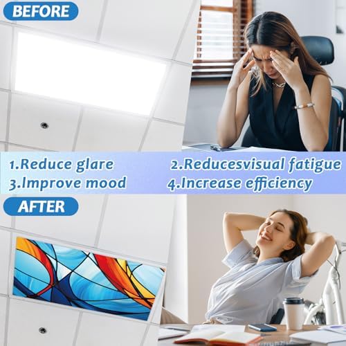 8 Pack Fluorescent Light Covers with 80 Magnets Decorative for Classroom Ceiling Light 4 x 2 Ft Magnetic Light Covers Filter Easy Install for Office School Hospitals Drop Ceiling Supplies(Blue Glass) - Image 4