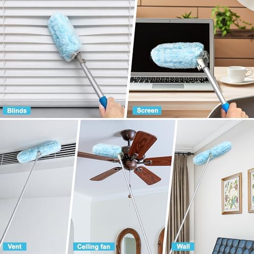 JEHONN Duster with 6 ft Extension Pole, 10 Refills Compatible with Swiffer Super Extendable Handle Heavy Duty Dusting Wand Starter Kit for Cleaning High Ceiling Fan Shelves Vent Window Blind - Image 6
