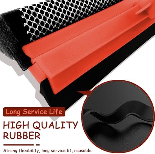 Shower Squeegee Window Squeegee Cleaner for Shower Doors Glass, 2 in 1 Window Cleaning Tool Window Scrubber Handheld Squeegee for Car Windshield with Sponge and Rubber Squeegee, Red - Image 3
