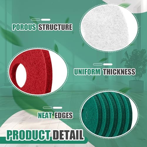 Teenyyou 3 Pcs 20" Commercial Orbiter Floor Buffer Pads, Red, Green, White - Image 3