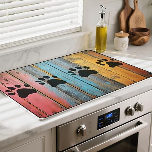 Stove Top Cover for Glass Electric Stove (Dog Paw Print, 30" x 21") by BSFHH