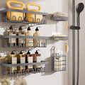 Veken 6-Pack Rustproof & Waterproof Shower Caddy, Adhesive Shelves Rack, Large Capacity Bathroom, College Dorm & Apartment Organizers, No-Drill Wall Mount Living Room & Bedroom Decor, Light Grey by Veken